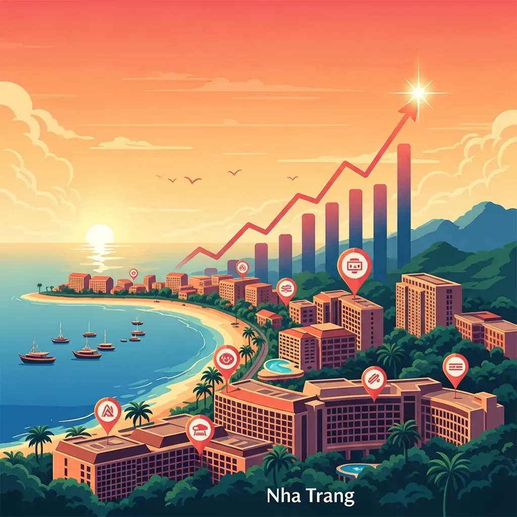 Minh họa thị trường spa Nha Trang với xu hướng tăng trưởng dương.