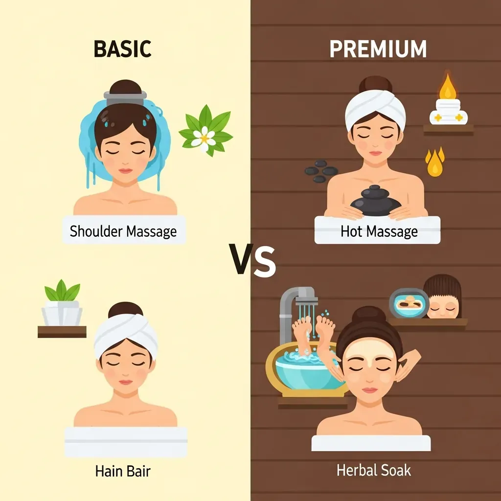 So sánh gói cơ bản và gói cao cấp gội đầu dưỡng sinh