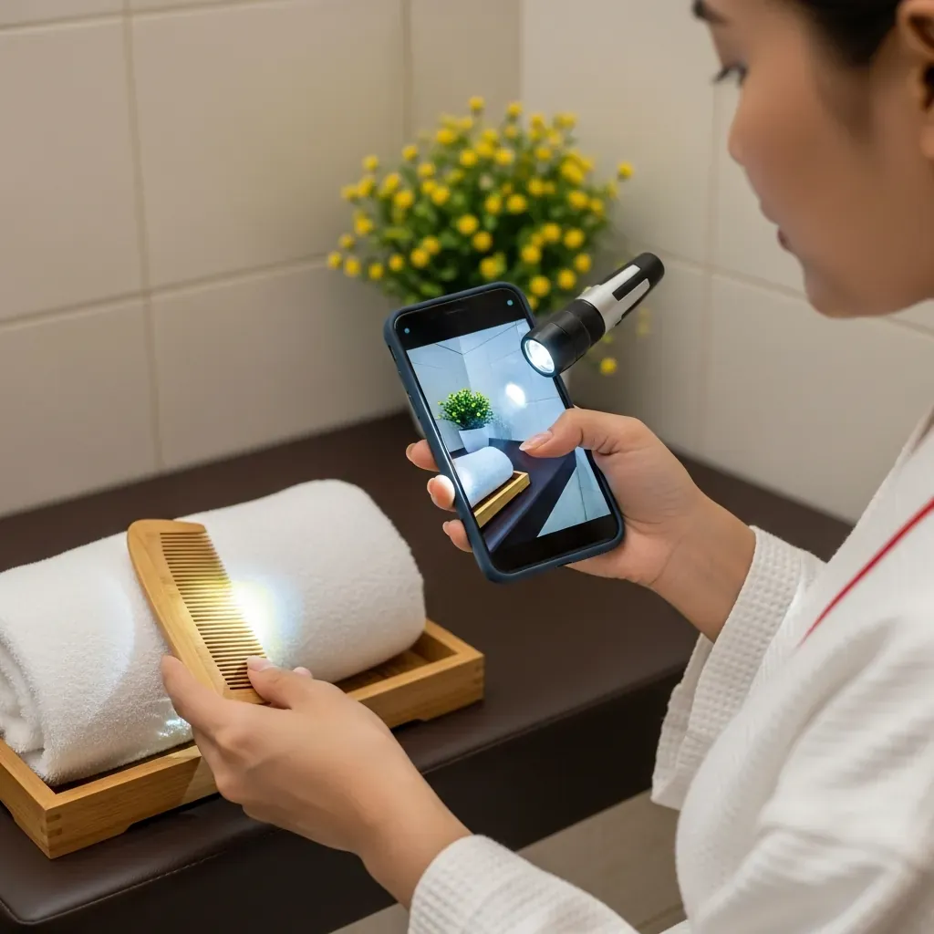 Khách hàng tự kiểm tra vệ sinh khăn và dụng cụ trong spa