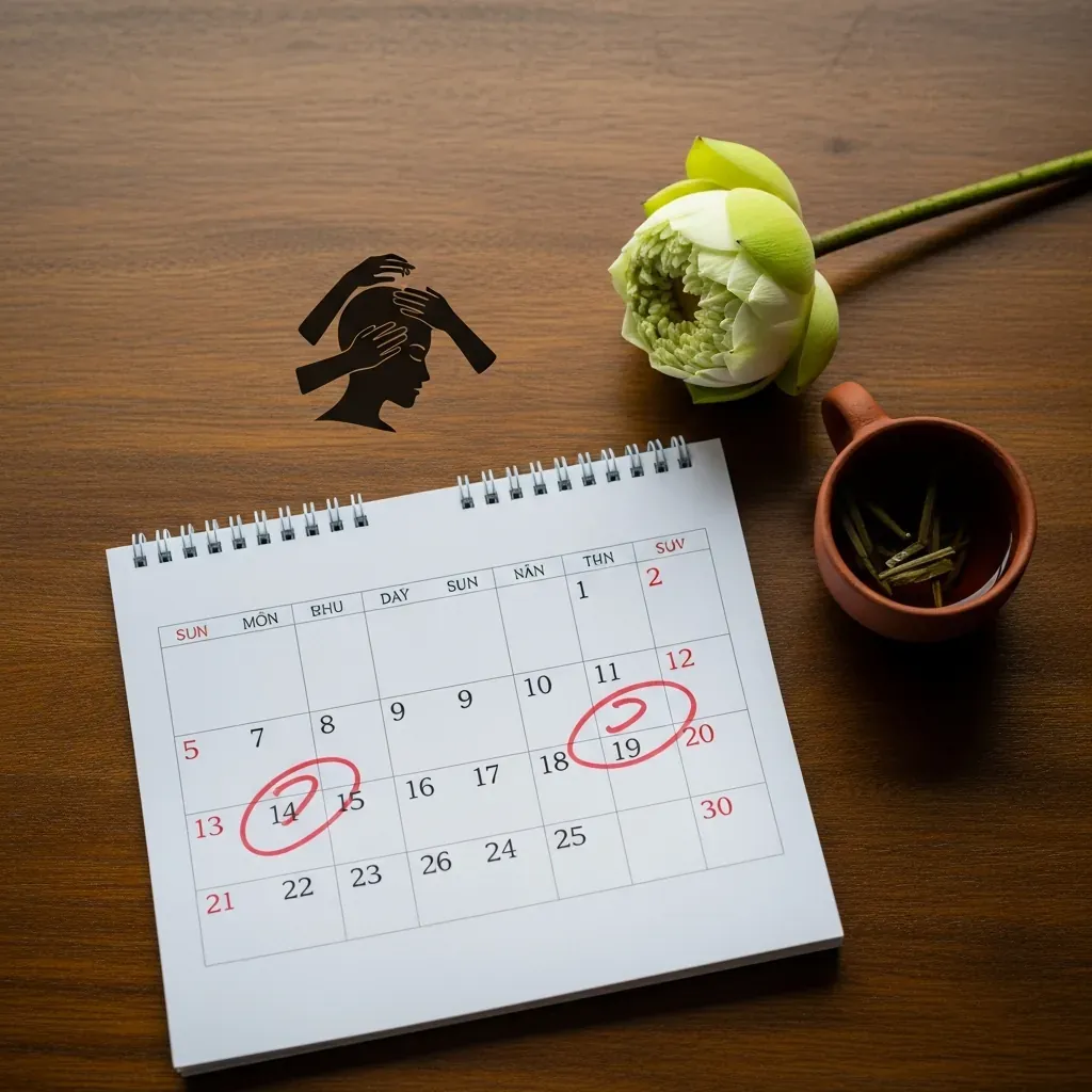 Lịch để bàn đánh dấu ngày đi gội đầu dưỡng sinh định kỳ