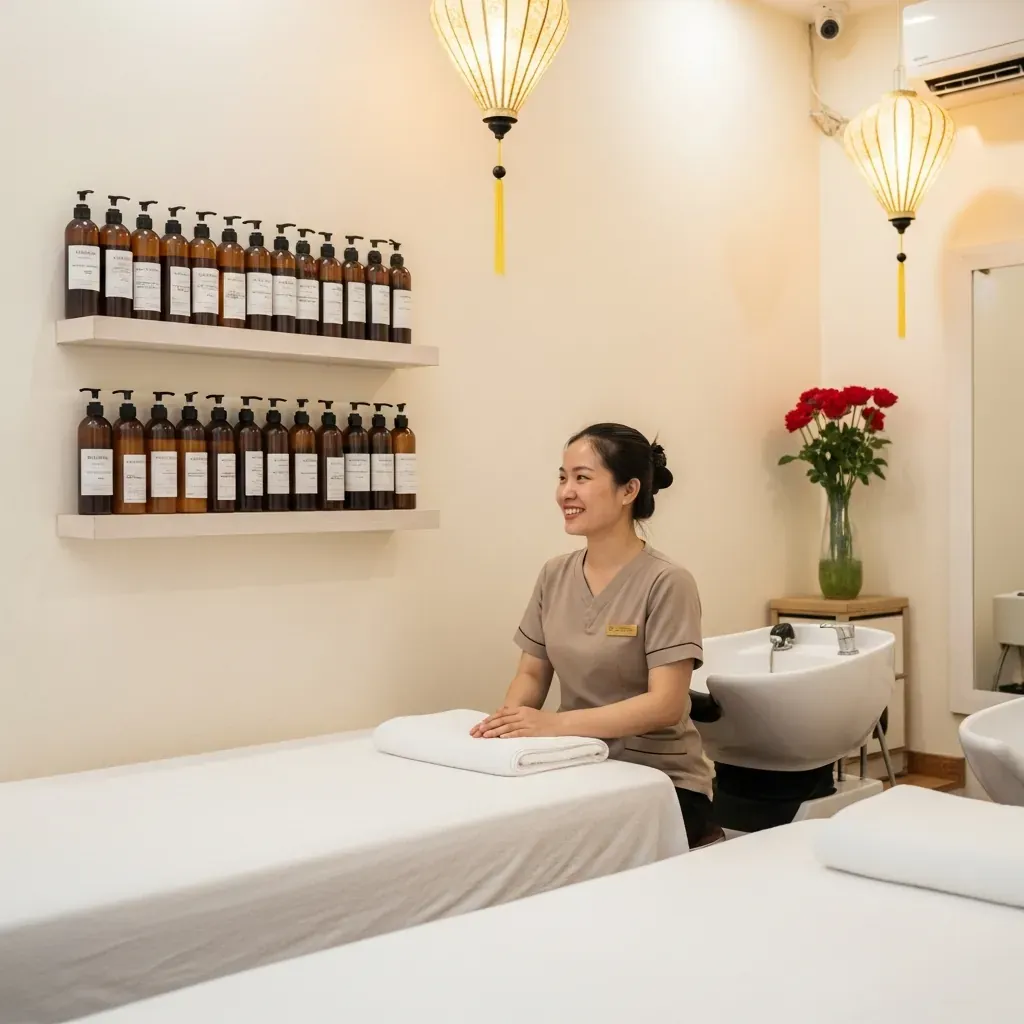 Không gian tiệm gội đầu dưỡng sinh Hạ Spa, giá bình dân.