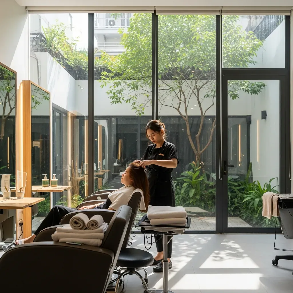 Phòng gội đầu sạch sẽ, thoáng đãng của Mai Quỳnh Spa tại Hà Nội.