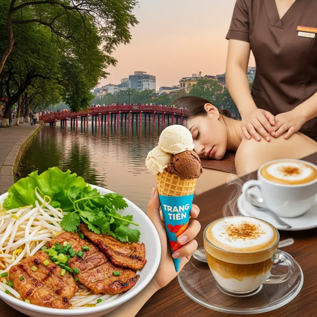 Lộ trình thư giãn trọn vẹn: bún chả, gội đầu, cà phê trứng, kem Hồ Gươm.