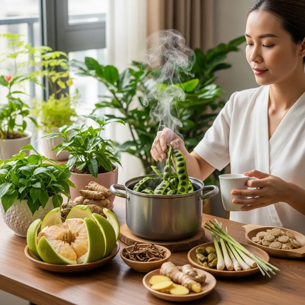 Chuẩn bị nồi nước gội thảo dược tự gội tại nhà