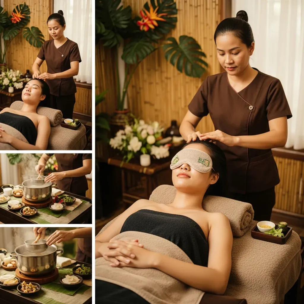Quy trình một buổi gội đầu dưỡng sinh với bấm huyệt và ủ tóc
