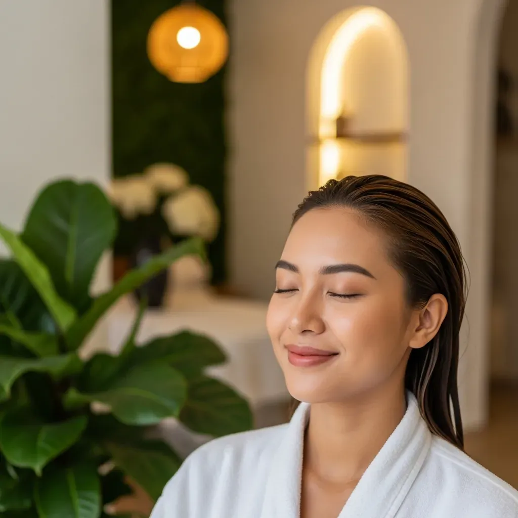 Khách hàng thư giãn hài lòng sau buổi gội đầu dưỡng sinh tại Healax Đà Lạt