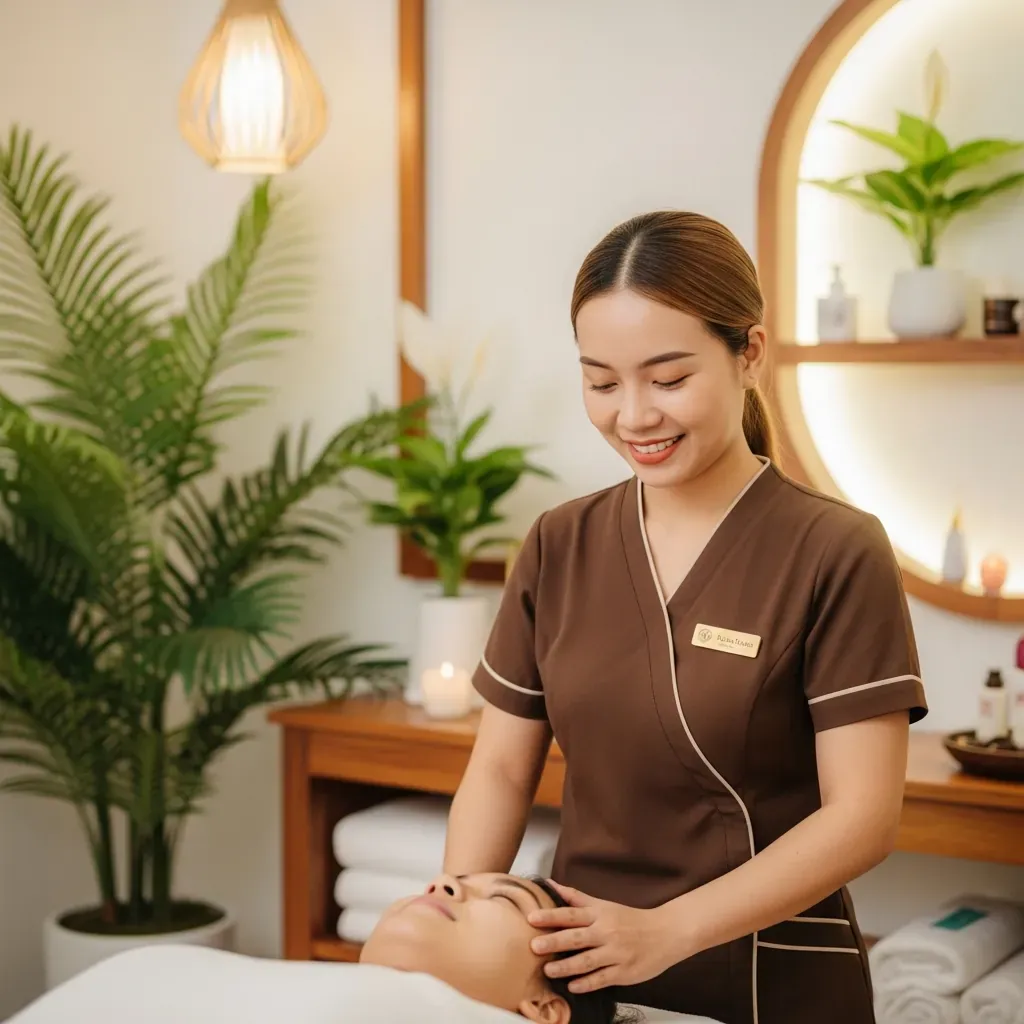 Kỹ thuật viên spa Healax tận tâm chăm sóc khách trong không gian tinh tế