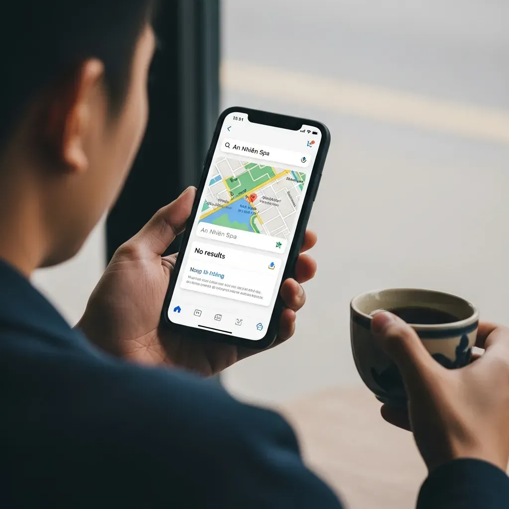 Người dùng kiểm tra địa chỉ spa ảo trên Google Maps.