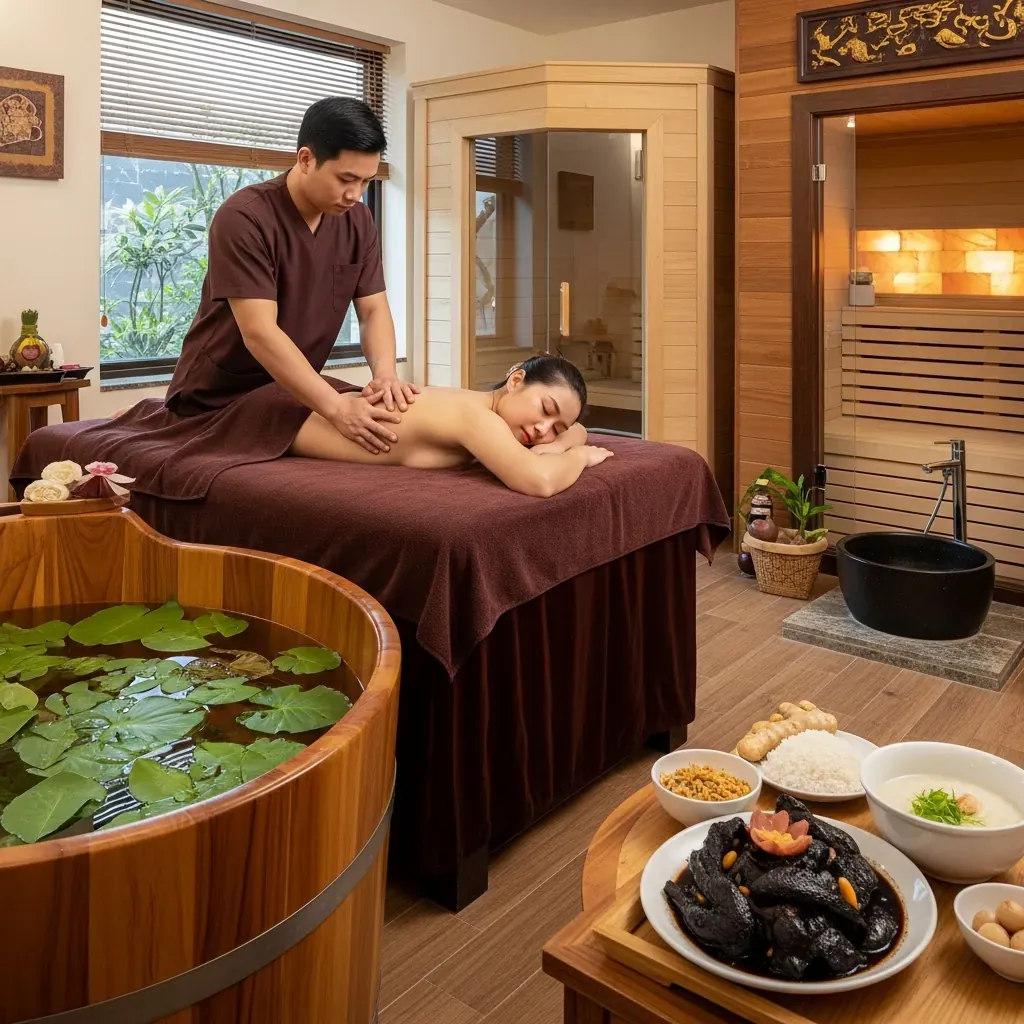 Kỹ thuật viên kỳ cựu tại Hương Sen Healthcare đang massage trị liệu chuyên sâu.