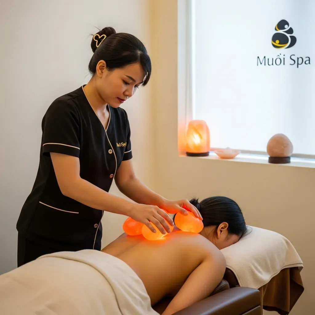 Massage đá muối hồng Himalaya tại Muối Spa.