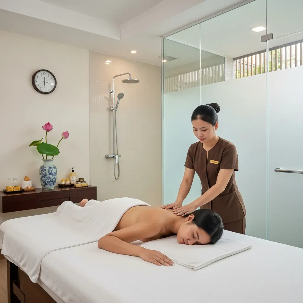 Phòng massage sạch sẽ, tiện nghi với kỹ thuật viên chuyên nghiệp lắng nghe phản hồi.