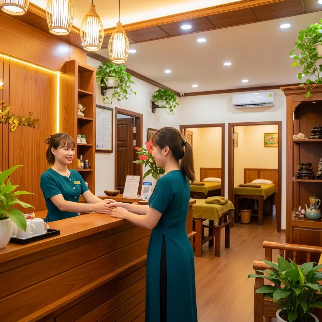 Quầy lễ tân spa massage sạch sẽ, uy tín ở Buôn Ma Thuột