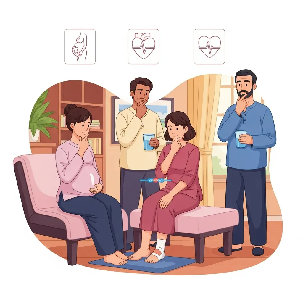 Checklist sức khỏe trước khi đi massage chân với các biểu tượng cần lưu ý.
