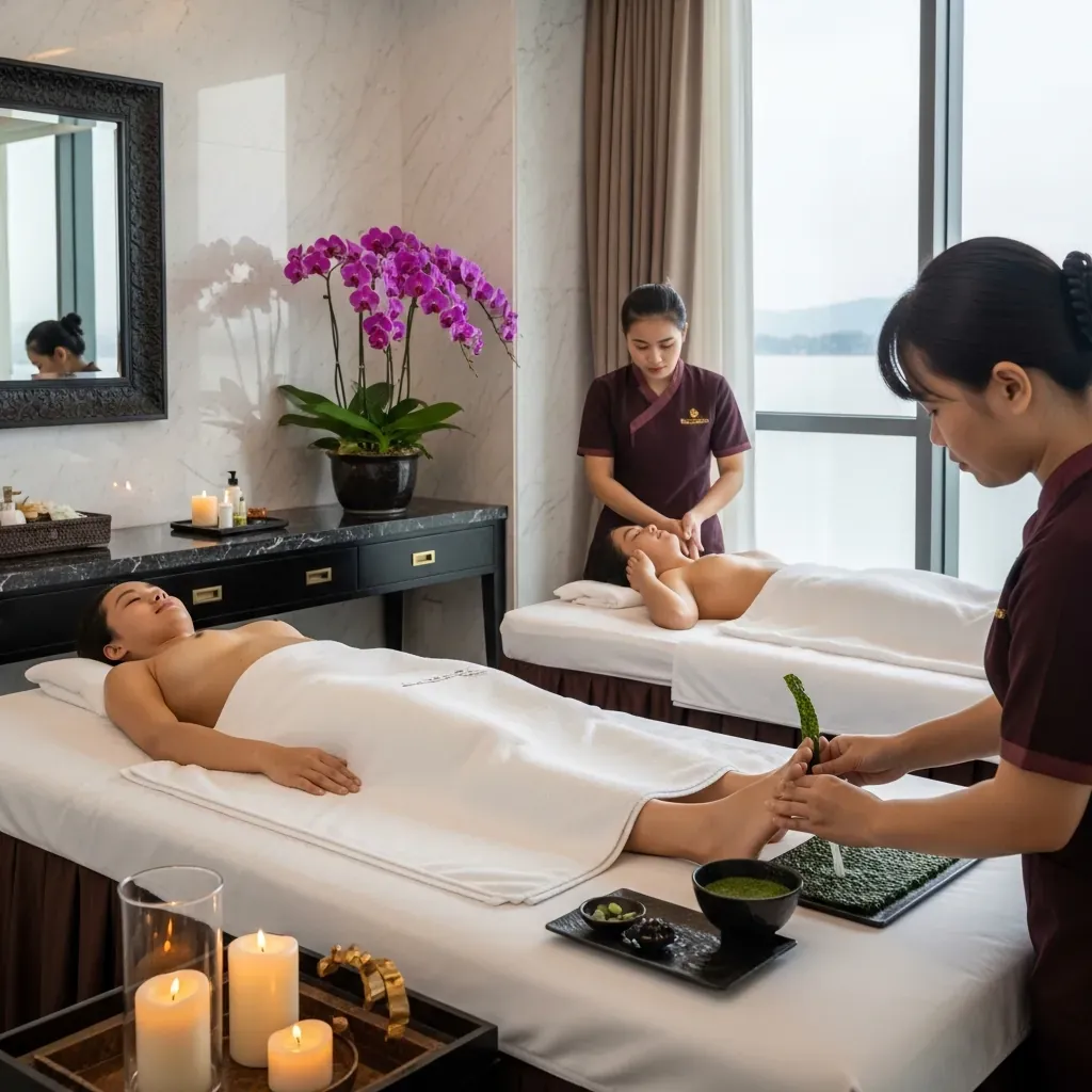 Trải nghiệm massage chân cao cấp tại Amadora, mặt nạ tảo biển và dầu thảo dược.