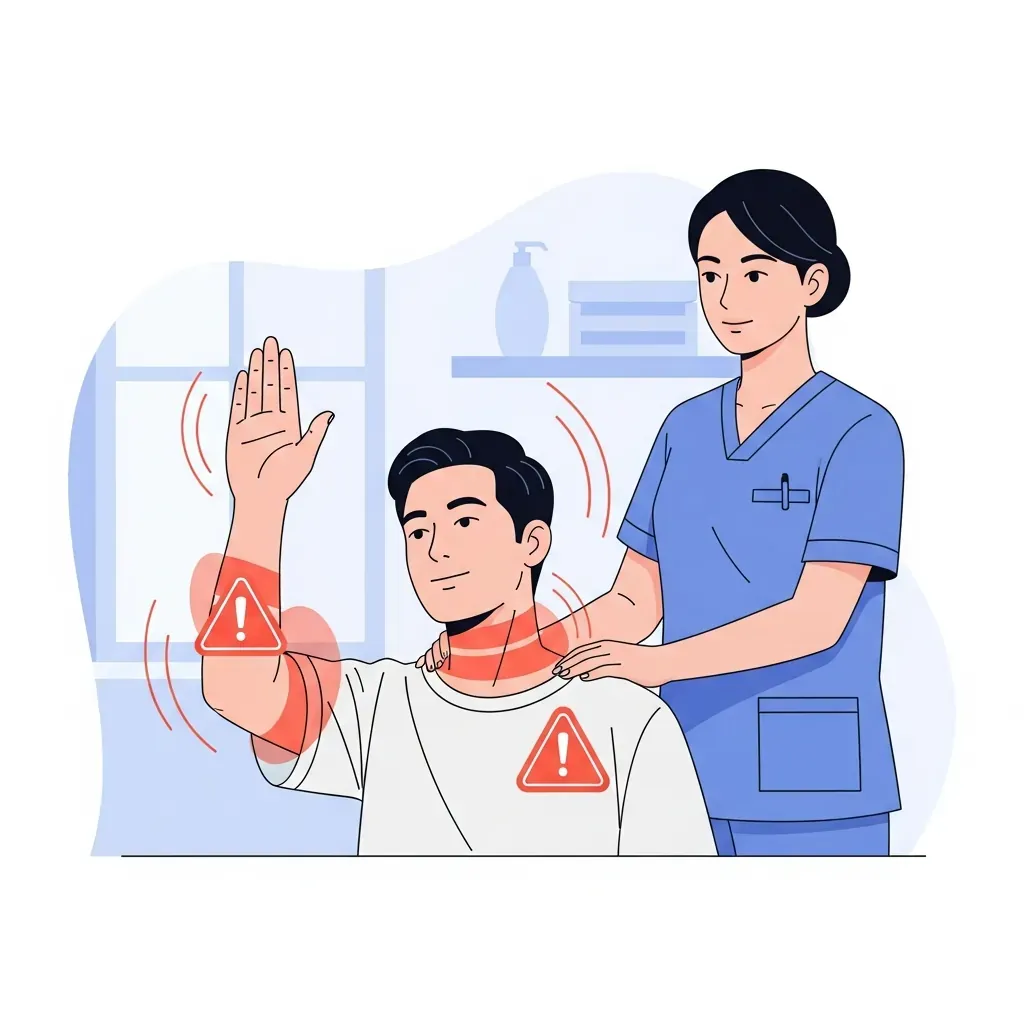 Người được massage ra hiệu dừng khi có dấu hiệu khó chịu ở cổ vai gáy.