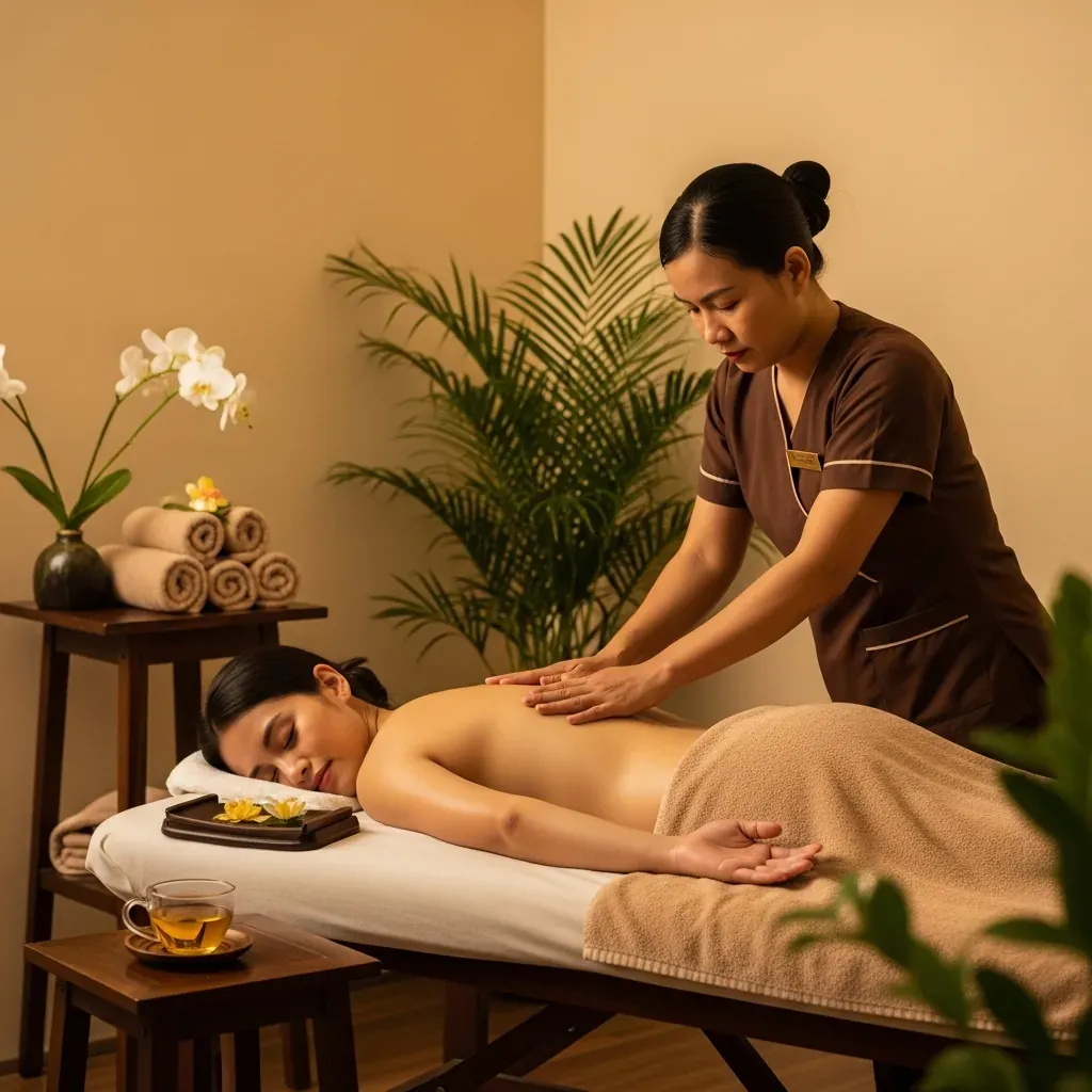 Một buổi trị liệu massage thư thái với trà thảo mộc tại Hà Đông