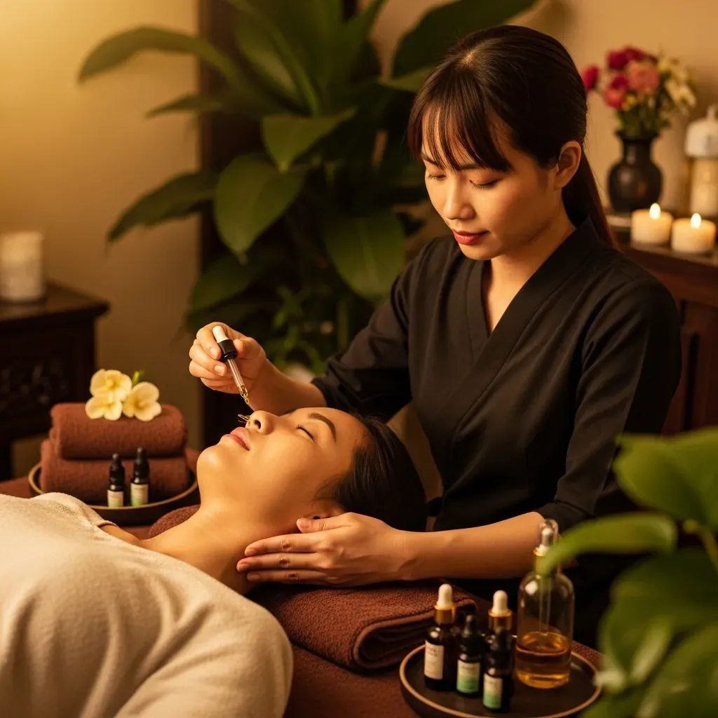Trị liệu cổ vai gáy bằng tinh dầu tự nhiên tại Arum Spa Mỗ Lao