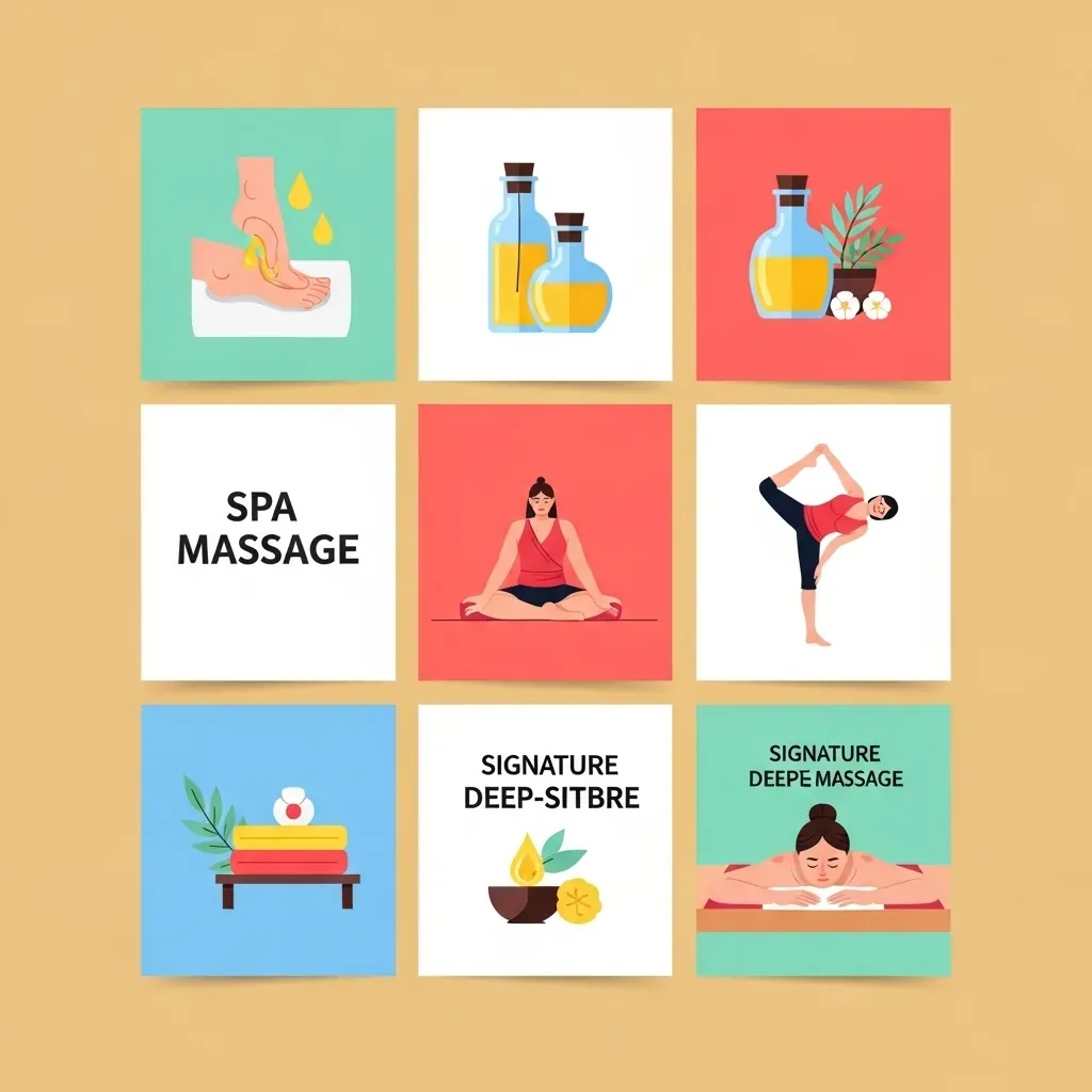 Minh họa các dịch vụ massage theo từng loại liệu pháp