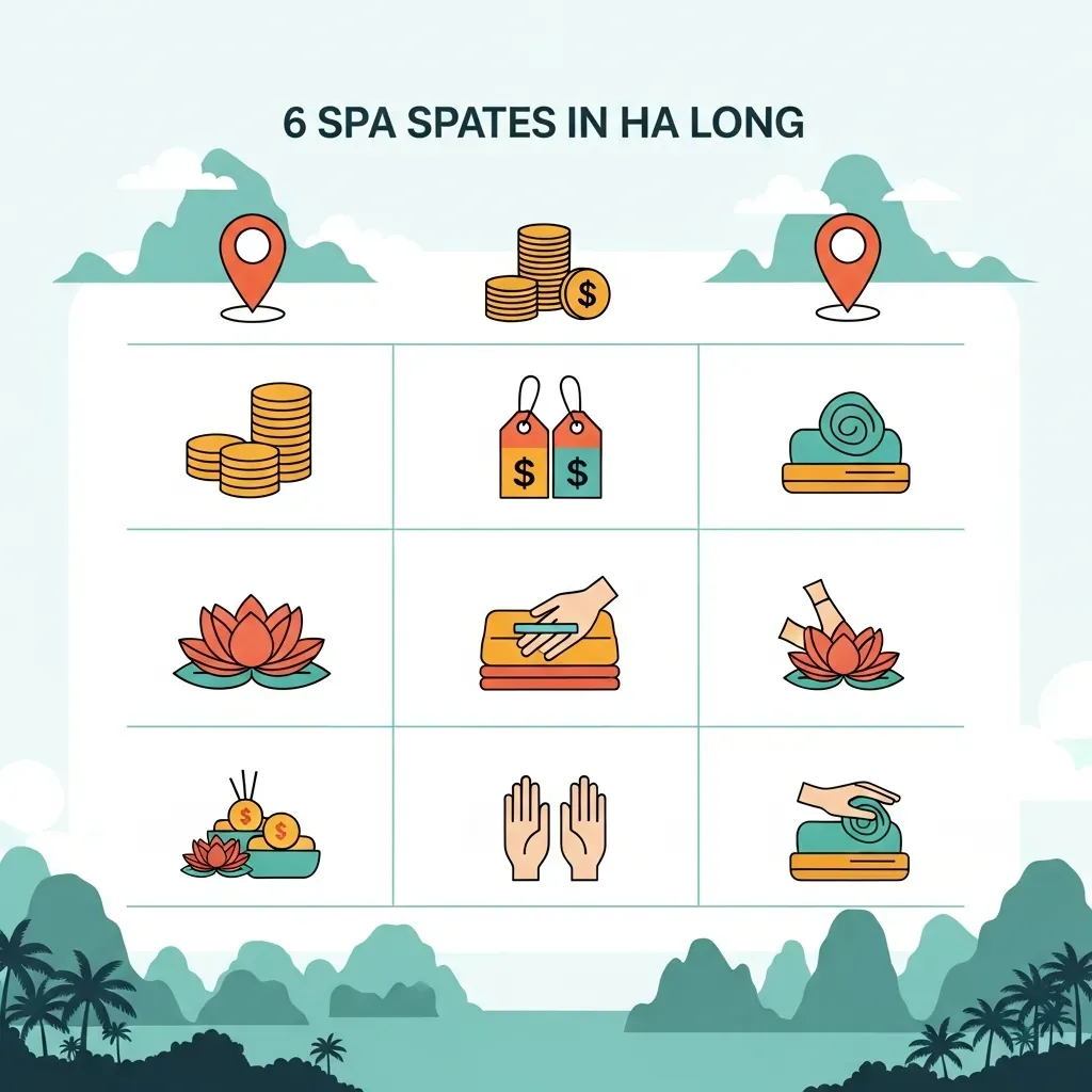 Bảng so sánh trực quan 6 cơ sở massage tại Hạ Long