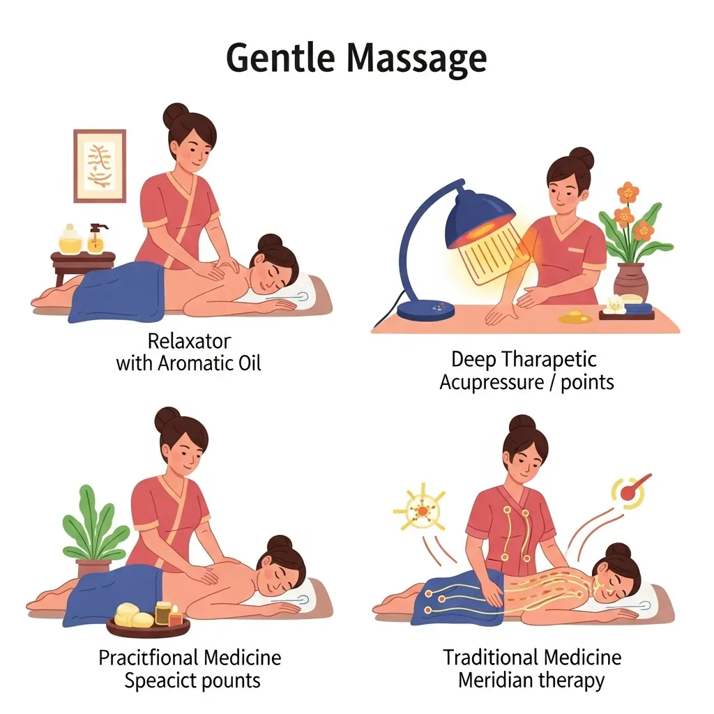 Minh họa ba loại massage phù hợp từng tình trạng cơ thể