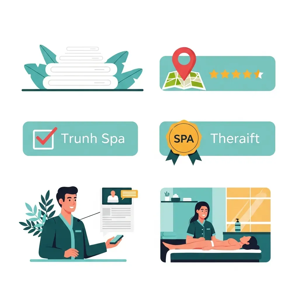 Minh họa các dấu hiệu nhận biết cơ sở massage uy tín