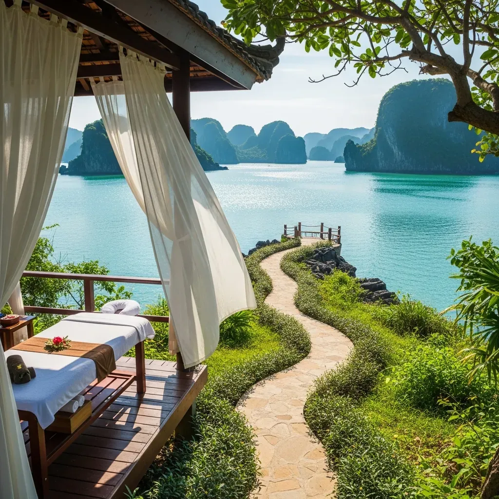 Phòng trị liệu hướng biển của Vincharm Spa trên đảo Rều
