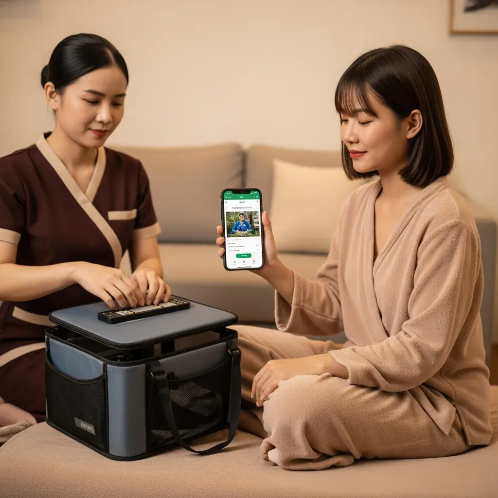 Đặt lịch massage tại nhà qua ứng dụng trong căn hộ ở Quảng Yên