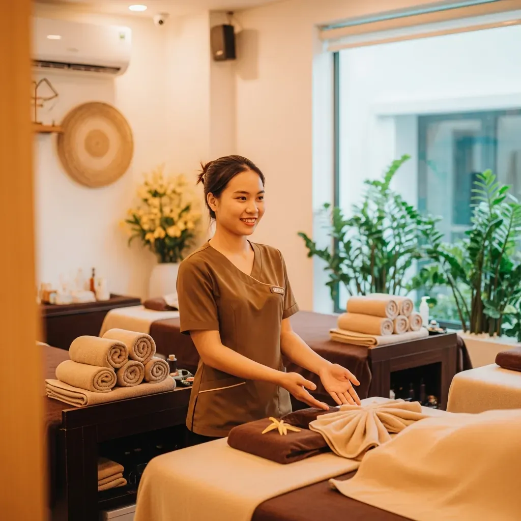 Không gian sạch sẽ bên trong một spa lớn tại Quảng Yên