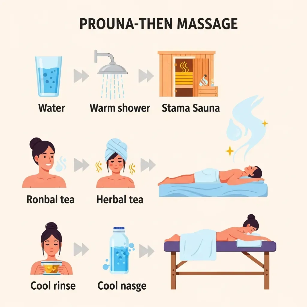 Sơ đồ quy trình xông hơi trước, massage sau cho người mới