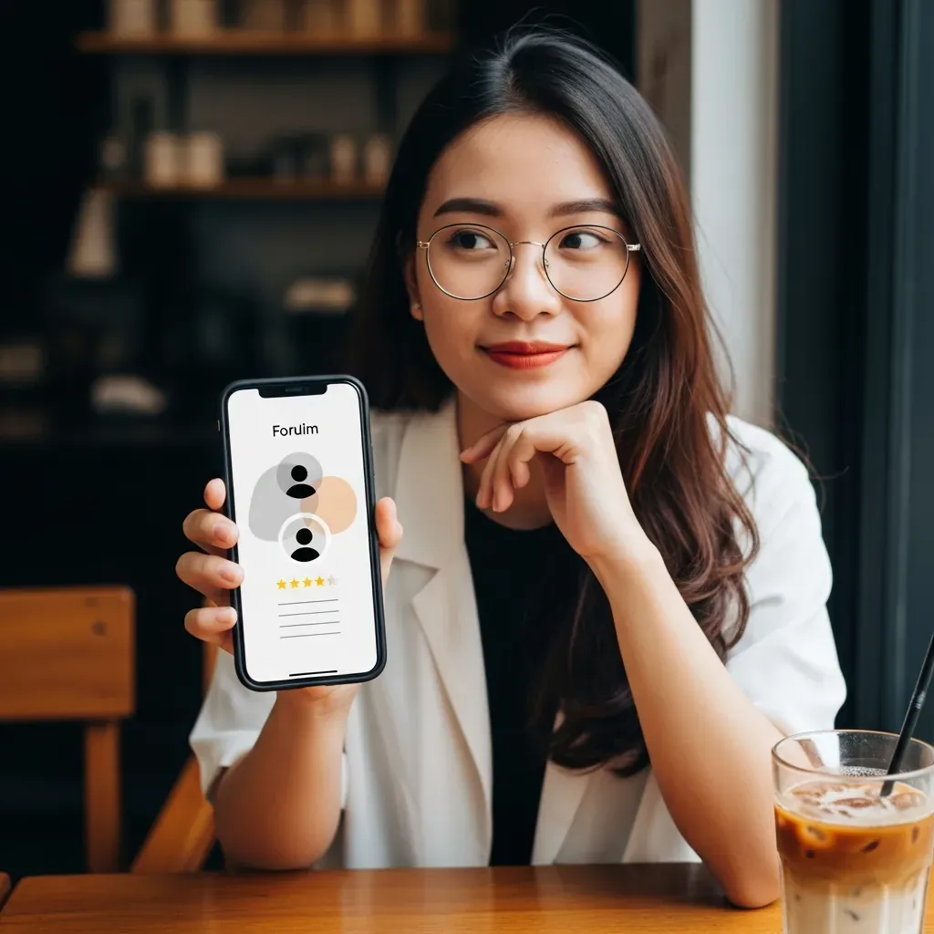 Cô gái đọc diễn đàn nhưng không cần dùng tiếng lóng.