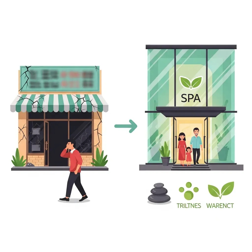 Minh họa dòng thời gian: cơ sở massage kém minh bạch tàn lụi, spa dưỡng sinh hiện đại lên ngôi tại Hải Phòng.