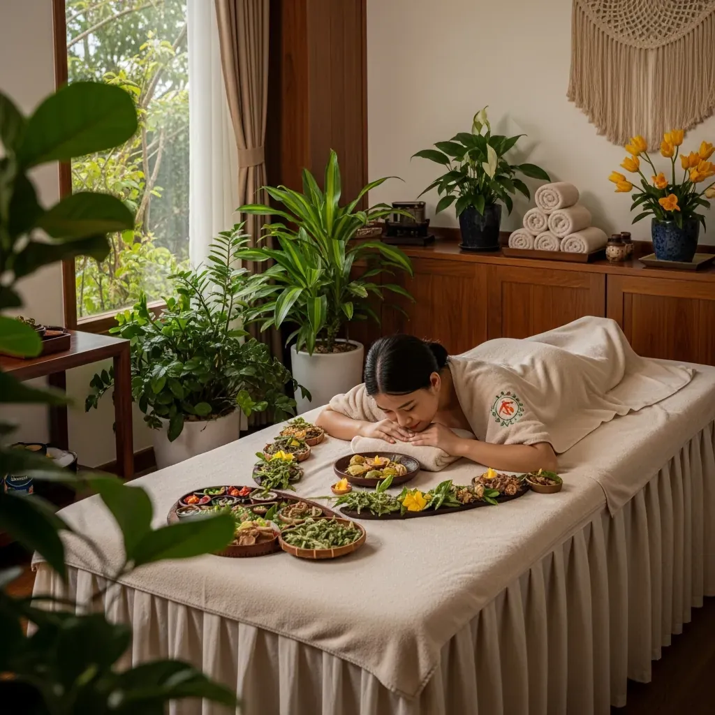 Nữ khách người Việt thư giãn trong spa hữu cơ tại Đà Lạt.