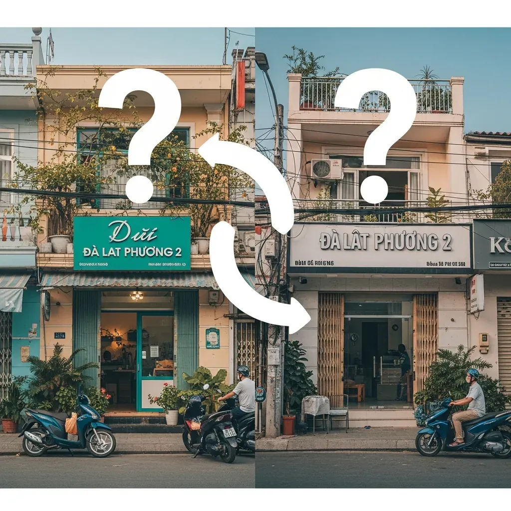 Minh họa hai cơ sở khác nhau trong khu Phường 2 có cùng tên gọi nhưng chưa rõ có cùng hệ thống hay không.