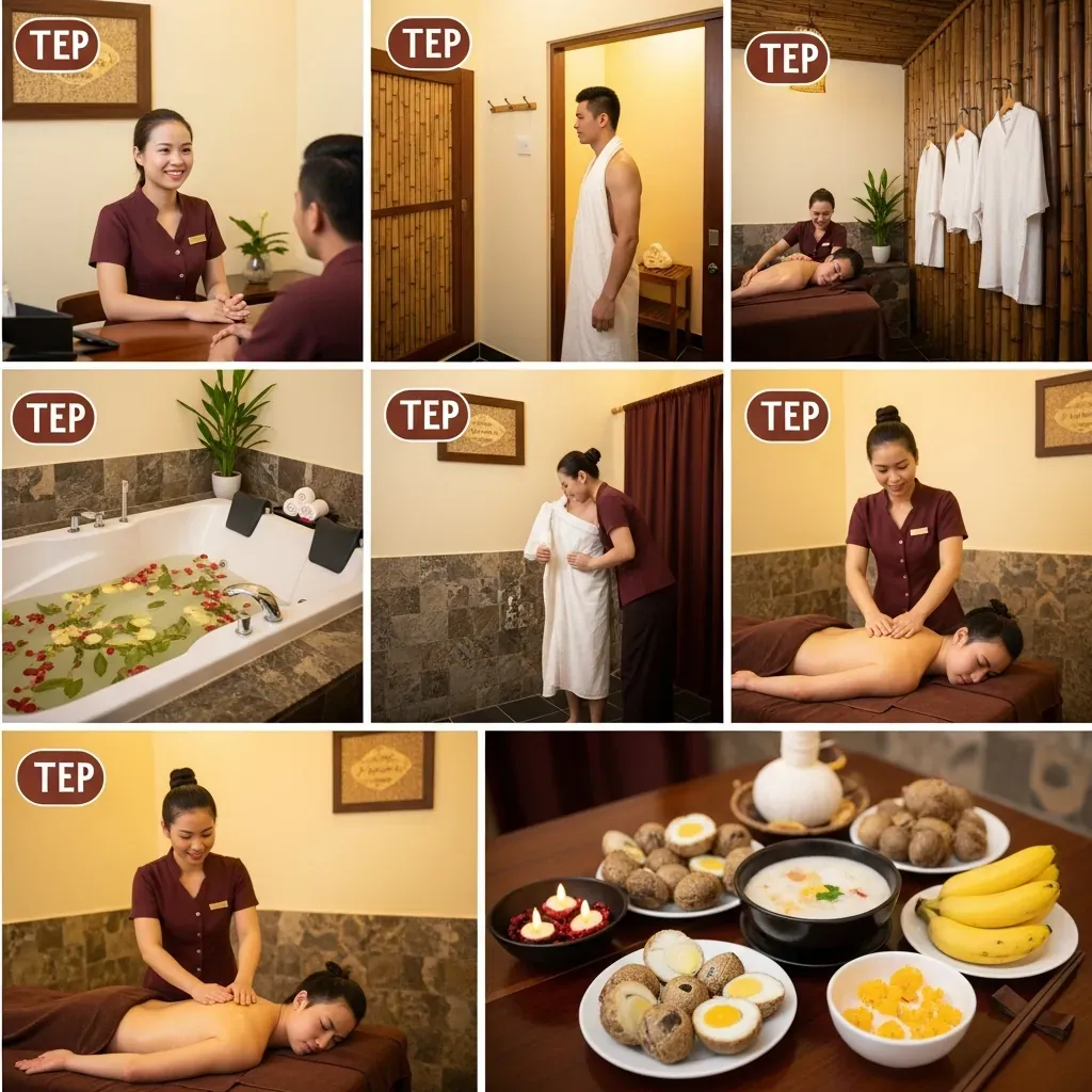 Mô tả quy trình từng bước tại spa massage ở Long Biên, Hà Nội.