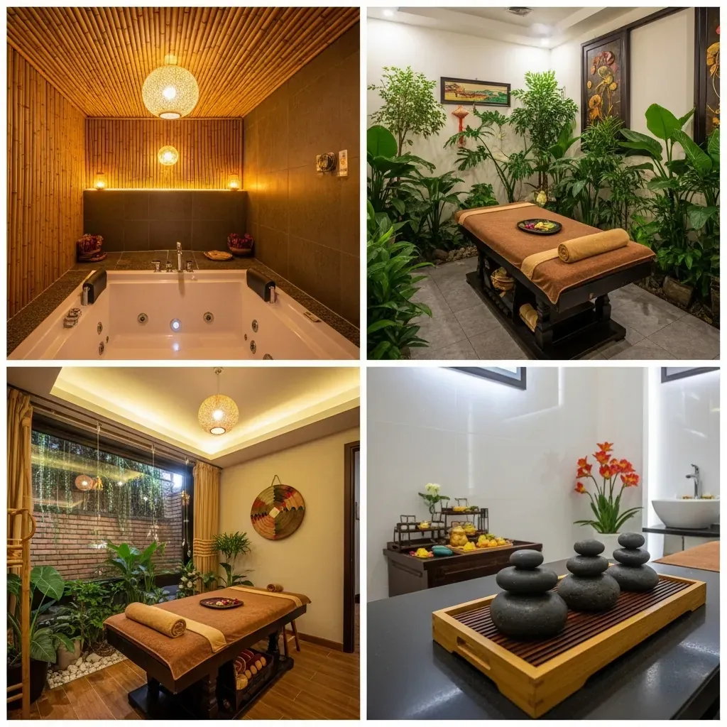 So sánh không gian tiện nghi tại ba cơ sở massage ở Long Biên.