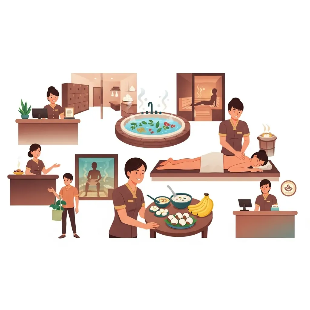 Tiến trình trải nghiệm 90 phút massage trị liệu tại Sen Tài Thu.
