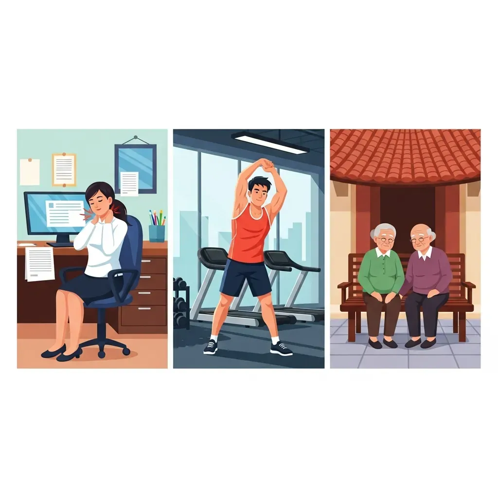 Ba đối tượng: nhân viên văn phòng, người tập thể thao, người cao tuổi.